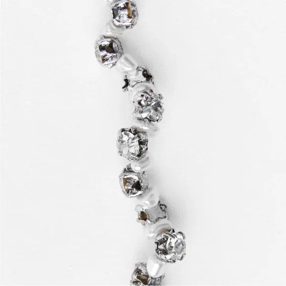 Zara Rhinestone Pearl Double Long Necklace REF. 4548/302 NEW - Picture 5 of 9